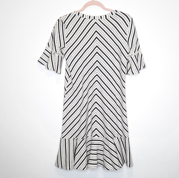 Anthropologie Maeve Black White Galena Flounced Tunic Striped Mini Dress XS - Picture 3 of 4